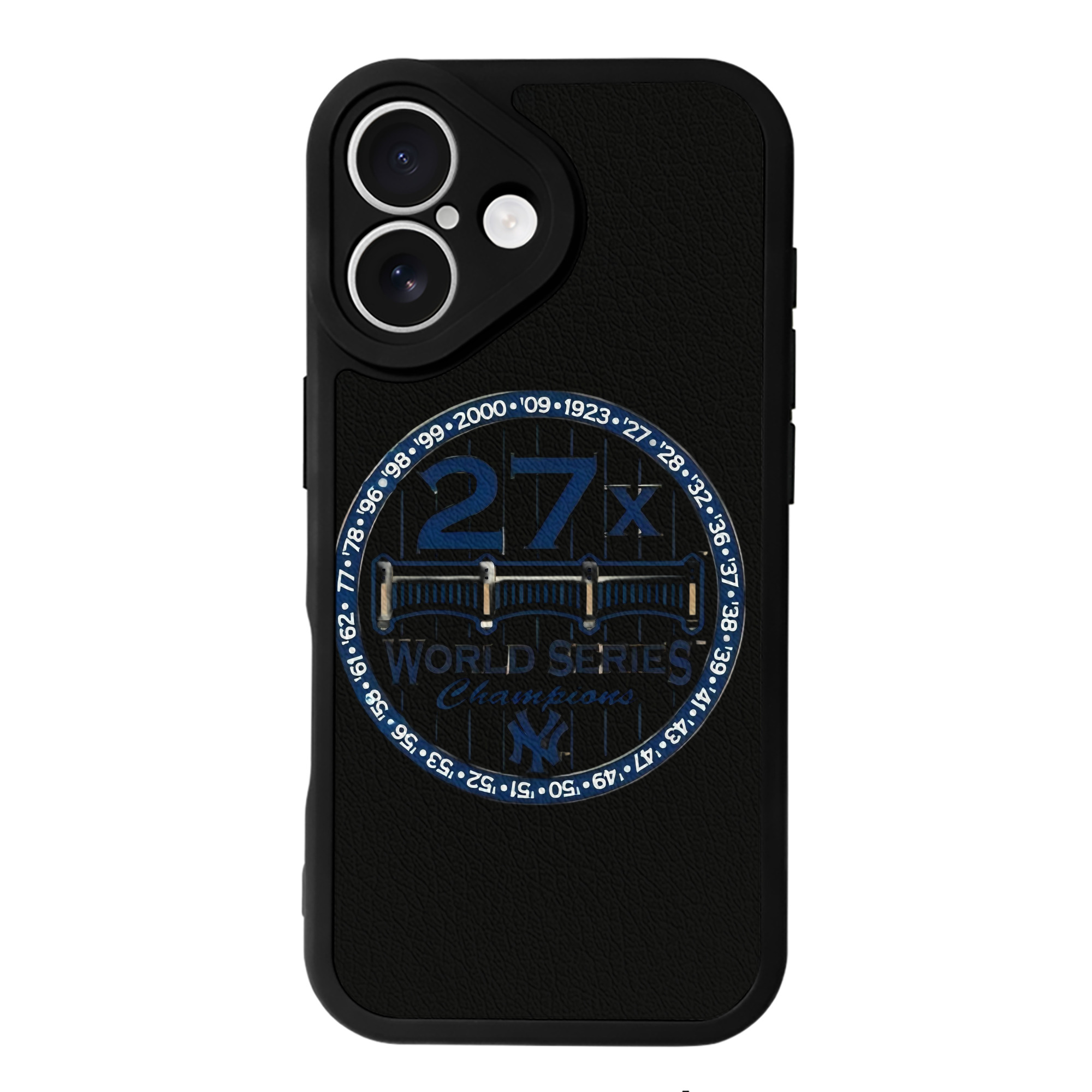 New York Yankees 27X WS Champions IPhone 16 Silicone Leather Case – UV Print, Lambskin Texture – Perfect Fit, Wireless Charging Compatible, Scratch Resistant, Precise Cutouts – Stylish Protection For IPhone 16